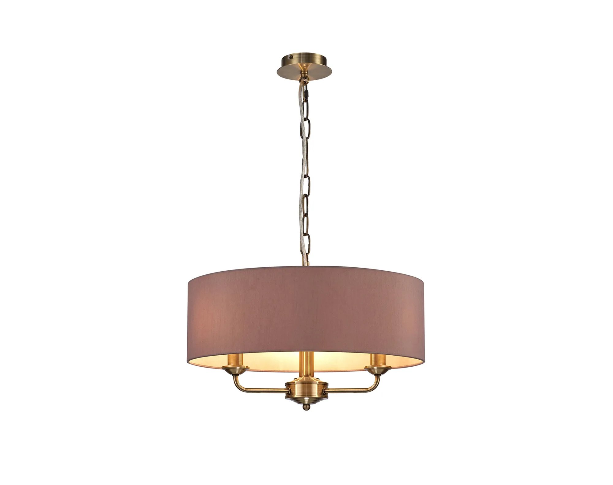 Banyan 45cm 3 Light Pendant Antique Brass; Taupe/Halo Gold